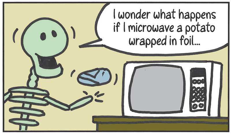 Skeleton microwave foil potato