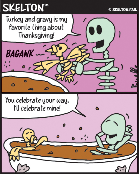 Skelton with turkey