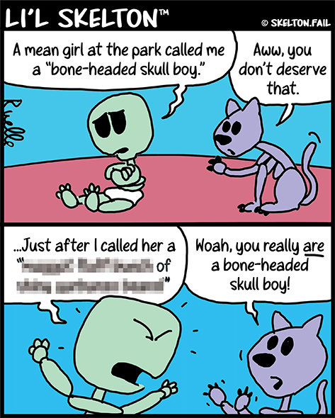 Foul mouth baby skeleton