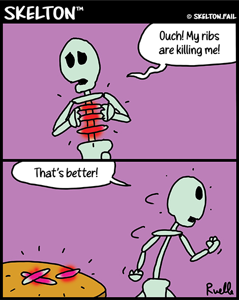 Skeleton with injured ribs