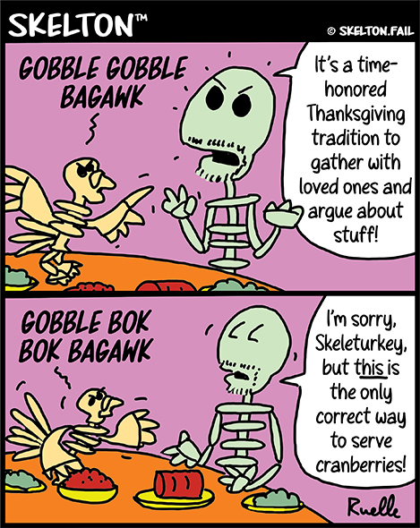 Skeleton with cranberries