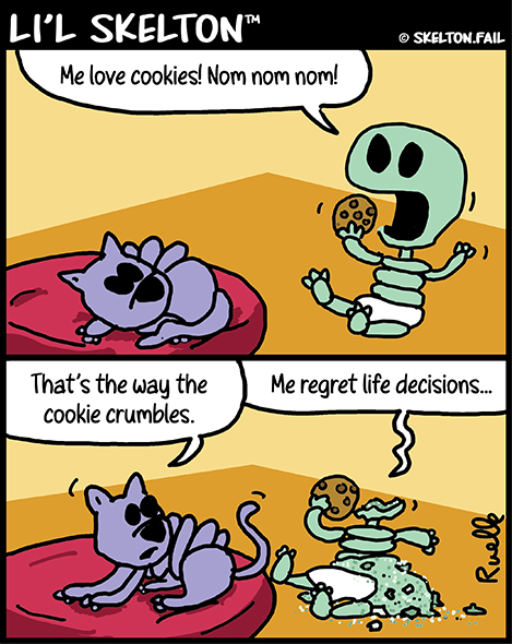 Skeleton skull crumbles