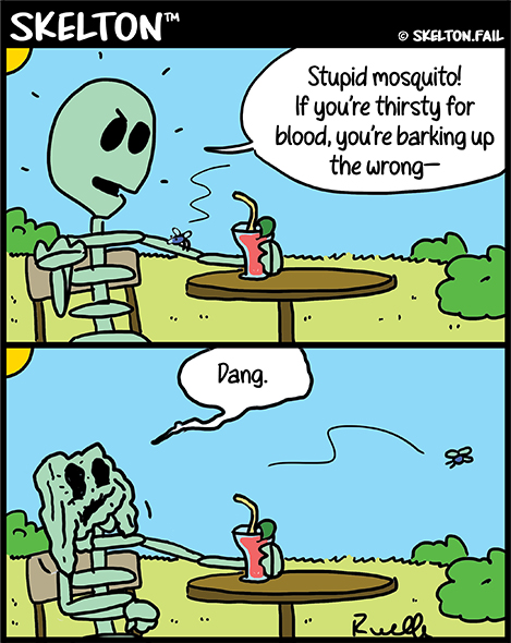 Skeleton attacked by mosquito